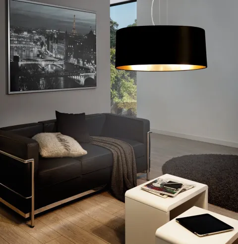 Candeeiro de Tecto Suspenso Eglo Maserlo Preto/Dourado Ø530mm 31605