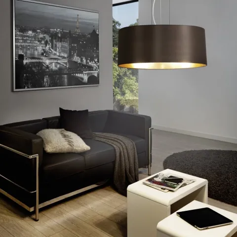 Candeeiro de Tecto Suspenso Eglo Maserlo Cappuccino/Dourado Ø530mm 31608