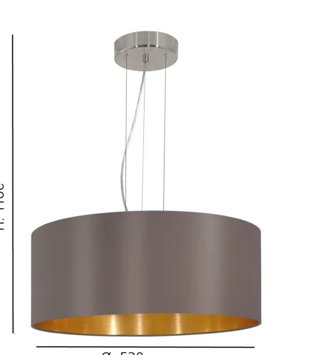 Candeeiro de Tecto Suspenso Eglo Maserlo Cappuccino/Dourado Ø530mm 31608