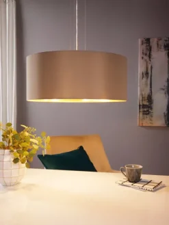 Candeeiro de Tecto Suspenso Eglo Maserlo Toupeira/Dourado Ø530mm 31607