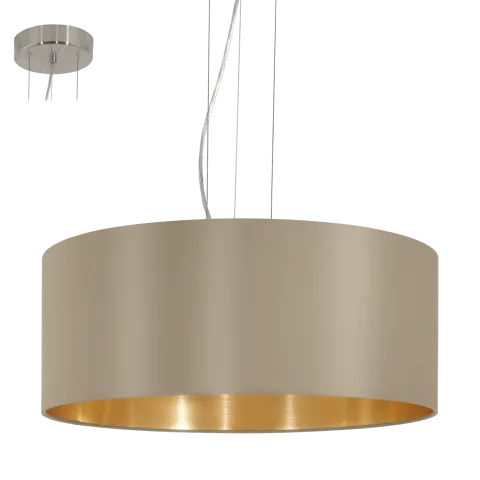 Candeeiro de Tecto Suspenso Eglo Maserlo Toupeira/Dourado Ø530mm 31607