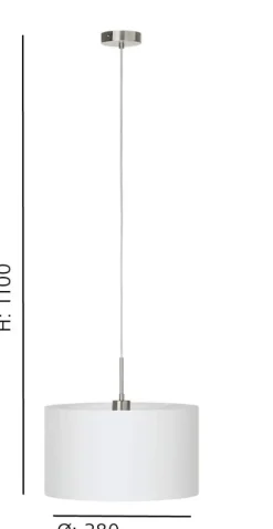 Candeeiro de Tecto Suspenso Eglo Pasteri Branco Ø380mm 31571