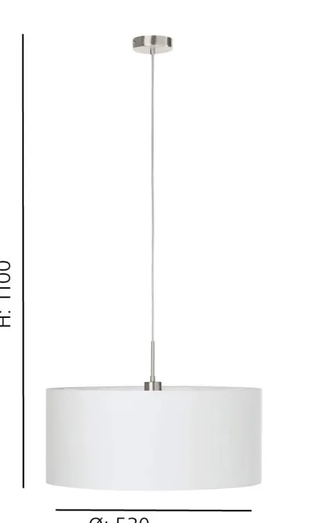 Candeeiro de Tecto Suspenso Eglo Pasteri Branco Ø530mm 31575