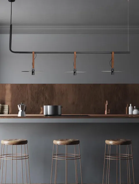 Candeeiro de tecto suspenso LED BLACKLEATHER PZA18138B - Zambelis