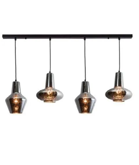 Candeeiro de Tecto Suspenso 4L GLASS CHROME PZA17151 zambelis