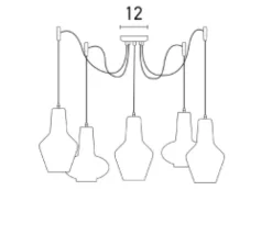 Candeeiro de tecto suspenso 5L GLASS CHROME PZA17150 - Zambelis
