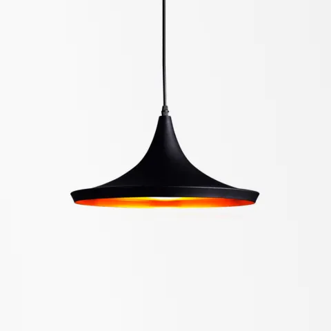 Candeeiro De Tecto Suspenso Lisboa Preto e Dourado Ø35CM