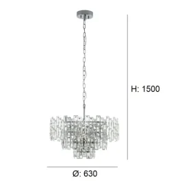 Candeeiro de Tecto Suspenso Moderno Eglo Calmeilles 1 Cromado 39626 Ø630mm