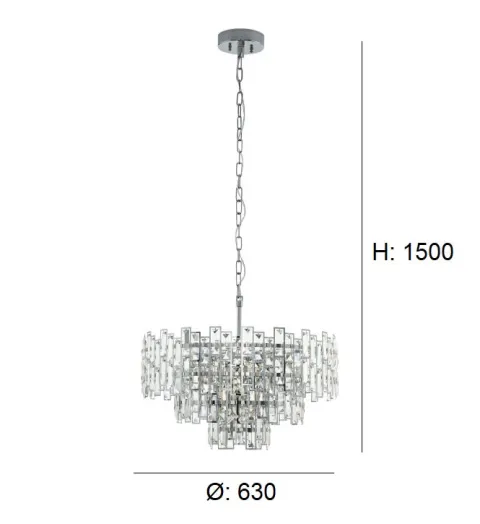 Candeeiro de Tecto Suspenso Moderno Eglo Calmeilles 1 Cromado 39626 Ø630mm