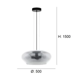 Candeeiro de Tecto Suspenso Moderno Eglo Priorat 39658 Ø500mm Preto