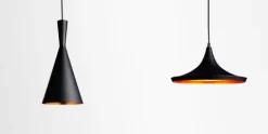 Candeeiro De Tecto Suspenso Porto Preto e Dourado Ø18CM