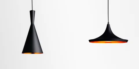 Candeeiro De Tecto Suspenso Porto Preto e Dourado Ø18CM