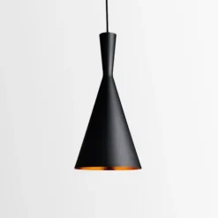 Candeeiro De Tecto Suspenso Porto Preto e Dourado Ø18CM