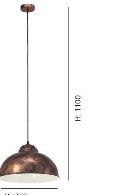 Candeeiro de tecto suspenso Truro 2 cobre Eglo 49248 ø 370 mm