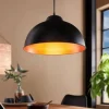 Candeeiro de tecto suspenso vintage Eglo Truro 2 PRETO COBRE 49247 Ø 370MM