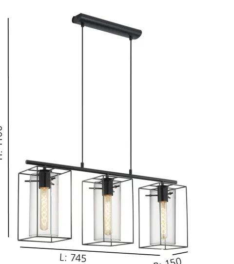 Candeeiro de tecto suspenso Vintage Eglo Loncino 3x 49496