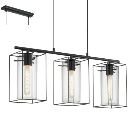 Candeeiro de tecto suspenso Vintage Eglo Loncino 3x 49496