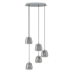 Candeeiro de Teto ALBARINO EGLO com Vidro Cromado e Preto, 5 Lâmpadas E27 39668