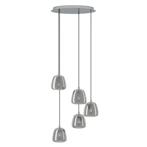 Candeeiro de Teto ALBARINO EGLO com Vidro Cromado e Preto, 5 Lâmpadas E27 39668