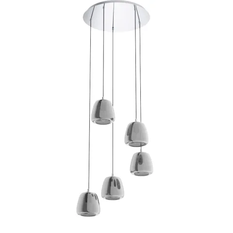 Candeeiro de Teto ALBARINO EGLO com Vidro Cromado e Preto, 5 Lâmpadas E27 39668