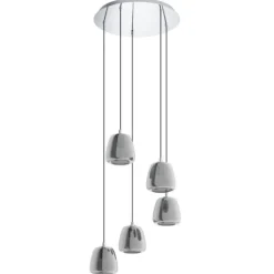 Candeeiro de Teto ALBARINO EGLO com Vidro Cromado e Preto, 5 Lâmpadas E27 39668