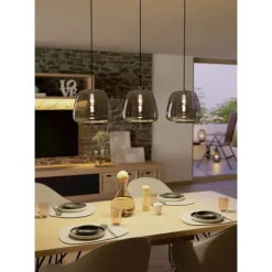 Candeeiro de teto ALBARINO em aço com vidro cromado e preto, 3 lâmpadas E27 39667