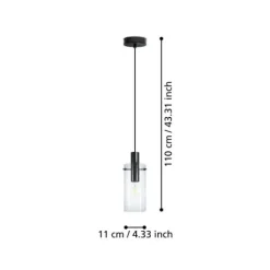 Candeeiro de teto cilindro de vidro transparente MONTEFINO EGLO 97366