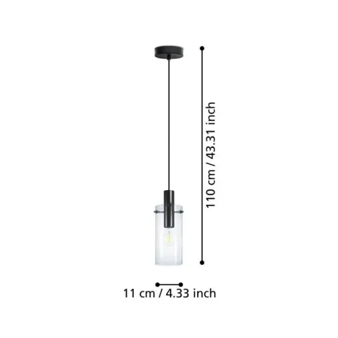 Candeeiro de teto cilindro de vidro transparente MONTEFINO EGLO 97366