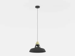 Candeeiro de teto com abajur cónico preto e detalhe dourado ESPINARDO EGLO 390229