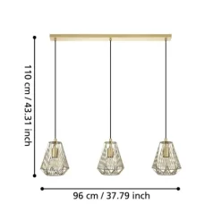 Candeeiro de teto com abajur dourado escovado em forma de diamante STYPE EGLO 43695