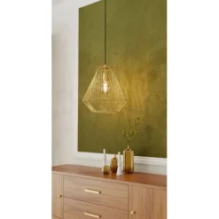 Candeeiro de teto com abajur dourado escovado em forma de diamante STYPE EGLO 43695