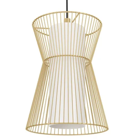 Candeeiro de teto com abajur de arame dourado e vidro opalino MASETA EGLO 99635
