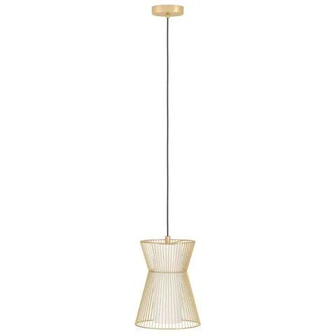 Candeeiro de teto com abajur de arame dourado e vidro opalino MASETA EGLO 99635