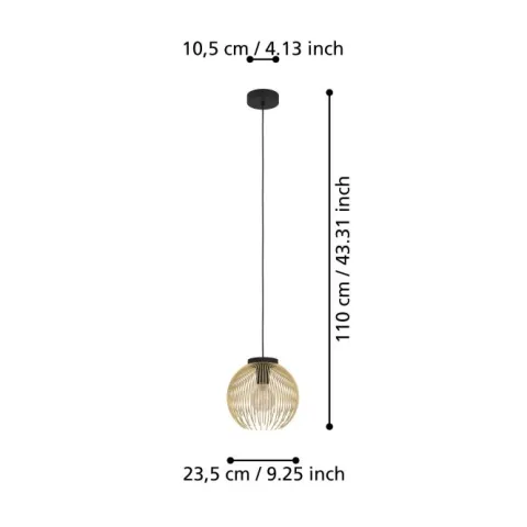 Candeeiro de teto com abajur de arame dourado VENEZUELA EGLO 900166
