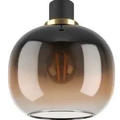Candeeiro de teto com abajur de vidro esférico preto e castanho OILELLA EGLO 99614
