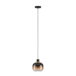 Candeeiro de teto com abajur de vidro esférico preto e castanho OILELLA EGLO 99614