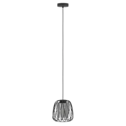 Candeeiro de teto com abajur de arame preto e vidro fumado FLORESTA EGLO 99705