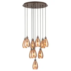 Candeeiro de teto com 10 abajures de vidro cobre SIRACUSA EGLO 39509