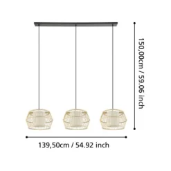 Candeeiro de teto com abajures de bambu natural MONTERROSO EGLO 390234