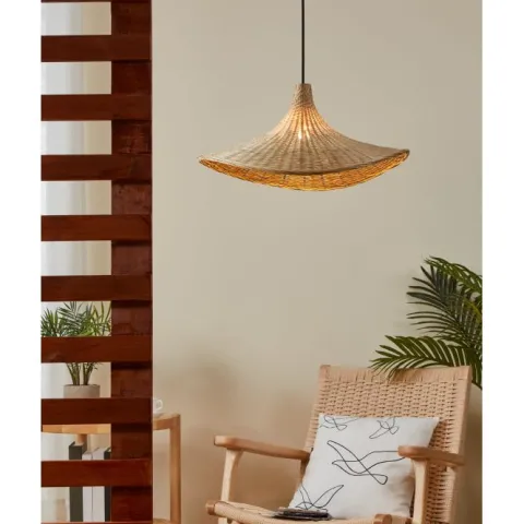 Candeeiro de teto com abajur em vime de bambu HAXEY EGLO 43869
