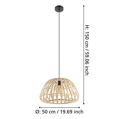 Candeeiro de teto com abajur em bambu natural MONTEZUELO EGLO 390151
