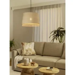 Candeeiro de teto com abajures em linho e bambu TABLEY EGLO 43975