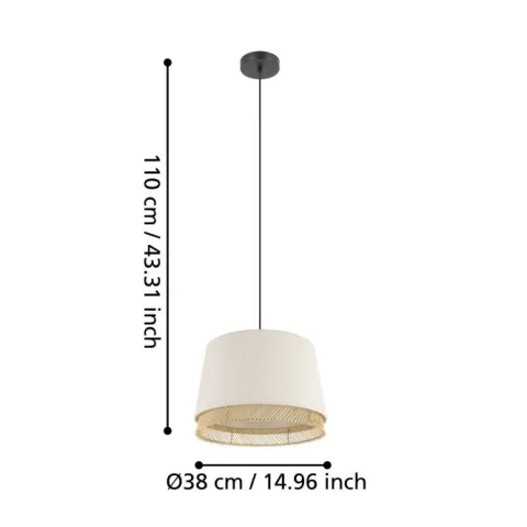 Candeeiro de teto com abajures em linho e bambu TABLEY EGLO 43975