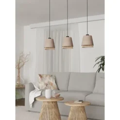 Candeeiro de teto com abajures em linho e bambu TABLEY EGLO 43976