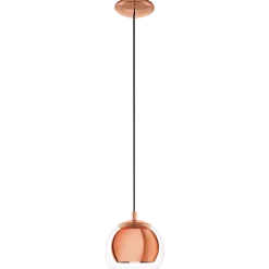 Candeeiro de Teto com Abajur em Vidro Transparente e Detalhes em Cobre ROCAMAR EGLO 94589