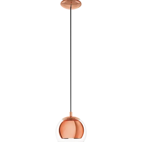 Candeeiro de Teto com Abajur em Vidro Transparente e Detalhes em Cobre ROCAMAR EGLO 94589