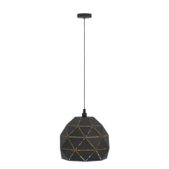 Candeeiro de teto com abajur geométrico preto e dourado ROCCAFORTE EGLO 97841
