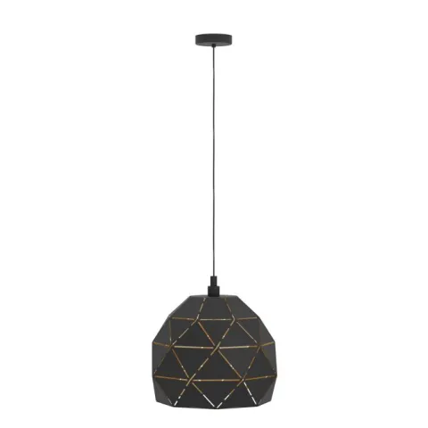 Candeeiro de teto com abajur geométrico preto e dourado ROCCAFORTE EGLO 97841