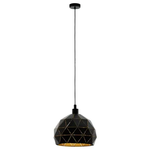 Candeeiro de teto com abajur geométrico preto e dourado ROCCAFORTE EGLO 97841