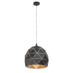 Candeeiro de teto com abajur geométrico preto e dourado ROCCAFORTE EGLO 97841